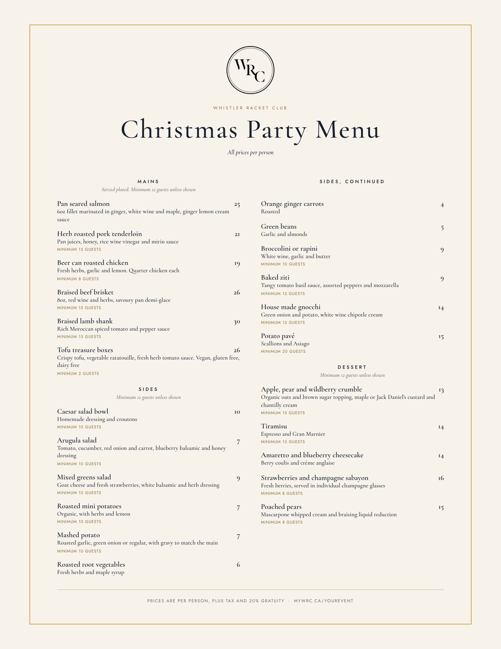 Christmas Party Menu, page 2